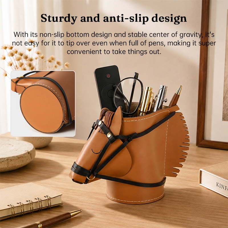 Leather Horse Head Storage Box, Makeup & Jewelry Organizer for Desk, Living Room & Study — image 7