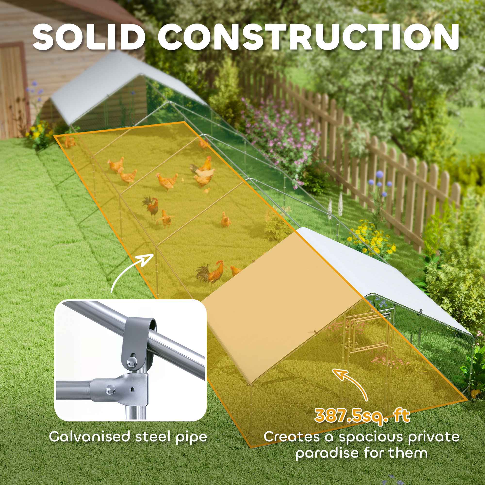 Large Chicken Coop with Waterproof and Anti-UV Cover, Spire Shaped for Outdoor and Yard Farm Use, 39 x 10 x 6.4 — image 5