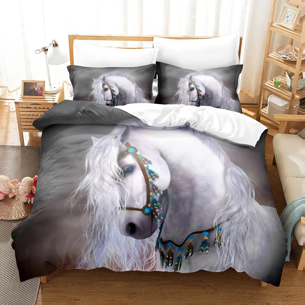 Animal Horse Bedding Sets Quilt Bed Cover Comforter Duvet Cover Pillow Case 2-3 Pieces Sets Kids Adult Bedroom Decoration — image 4