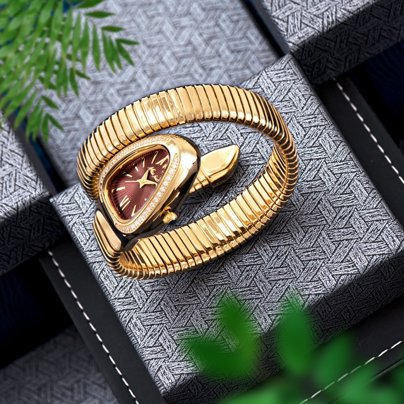 MISSFOX 1221 Women's Watches Snake Shape Luxury Wrist Watch For Women Steel Unique Gold Quartz Ladies Watch Clock Relogio Feminino — image 4