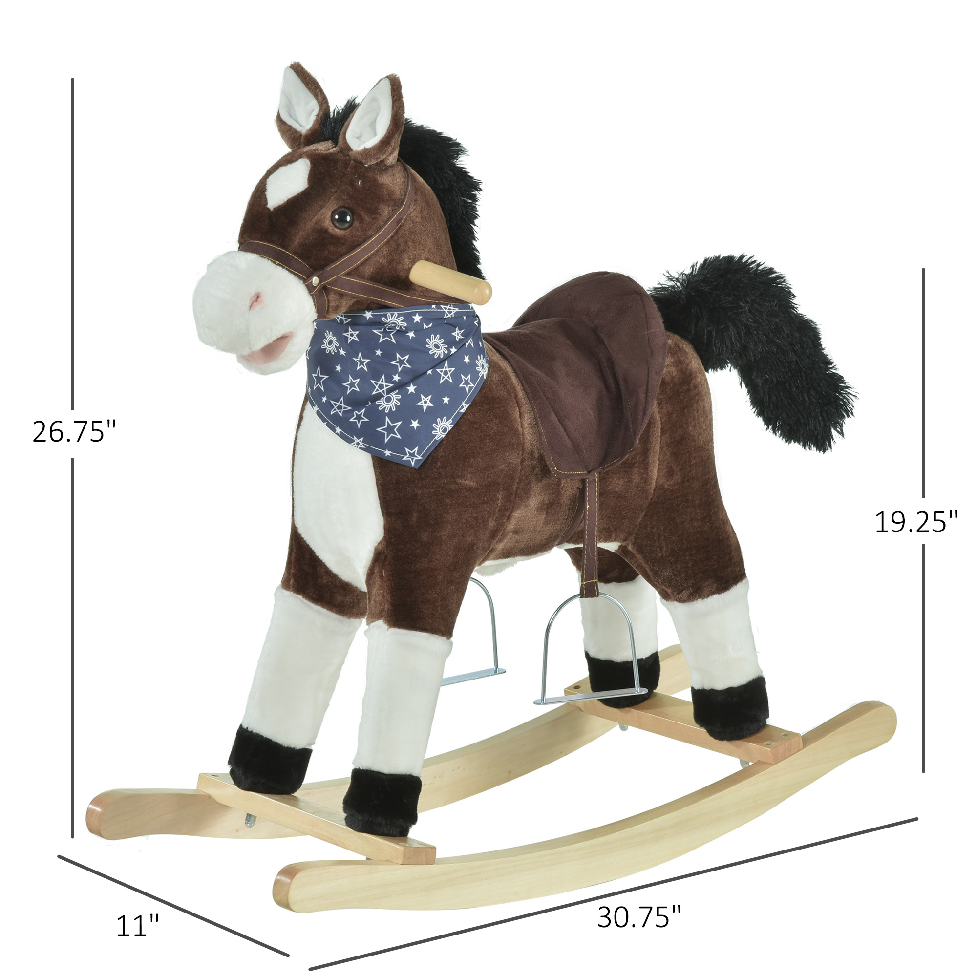 Caballo de Plush del Vaquero que Se Mueve, Montaje en Madera con Sonidos Realistas, Diversión Salvaje Oeste, Marrón, para Niños de 3 a 6 Años — imagen 7