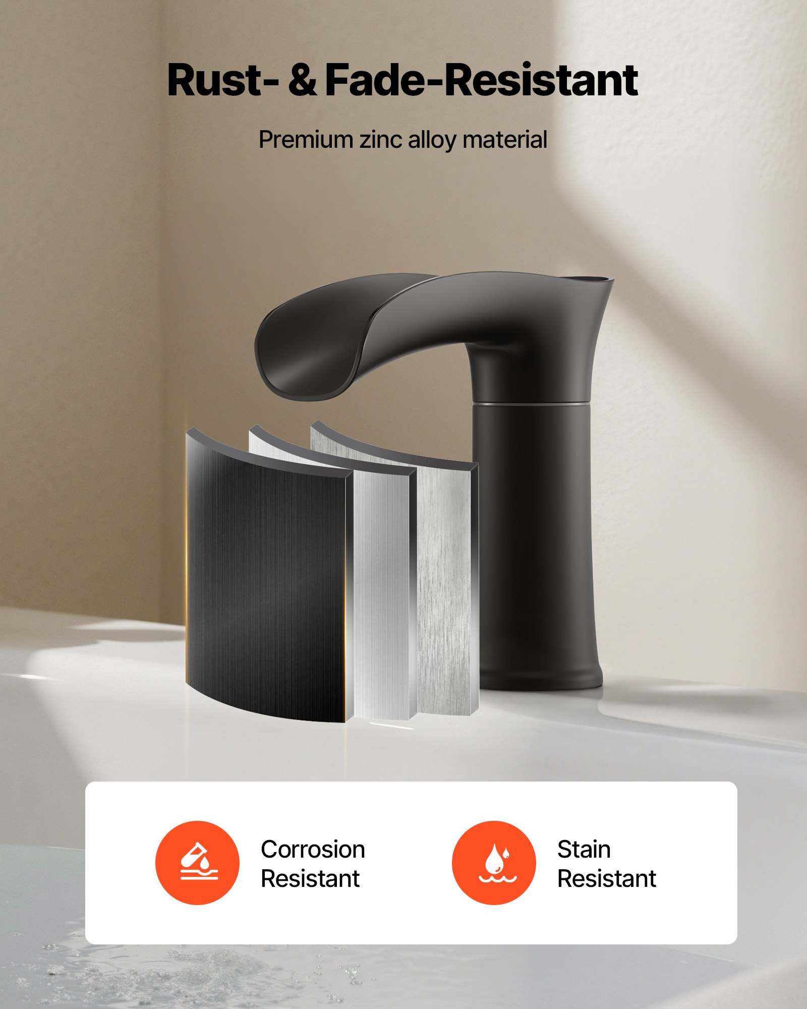 Fregadero de Baño Romano con 3 Hocicos, Cascada para Ducha de Baño, Conjunto de Grifos de Zinc para Tinas de Baño con 2 Manijas, Montaje en Fachada para Lavado de Mascotas, Cuidado Infantil y Adulto, Negro Mate — imagen 2