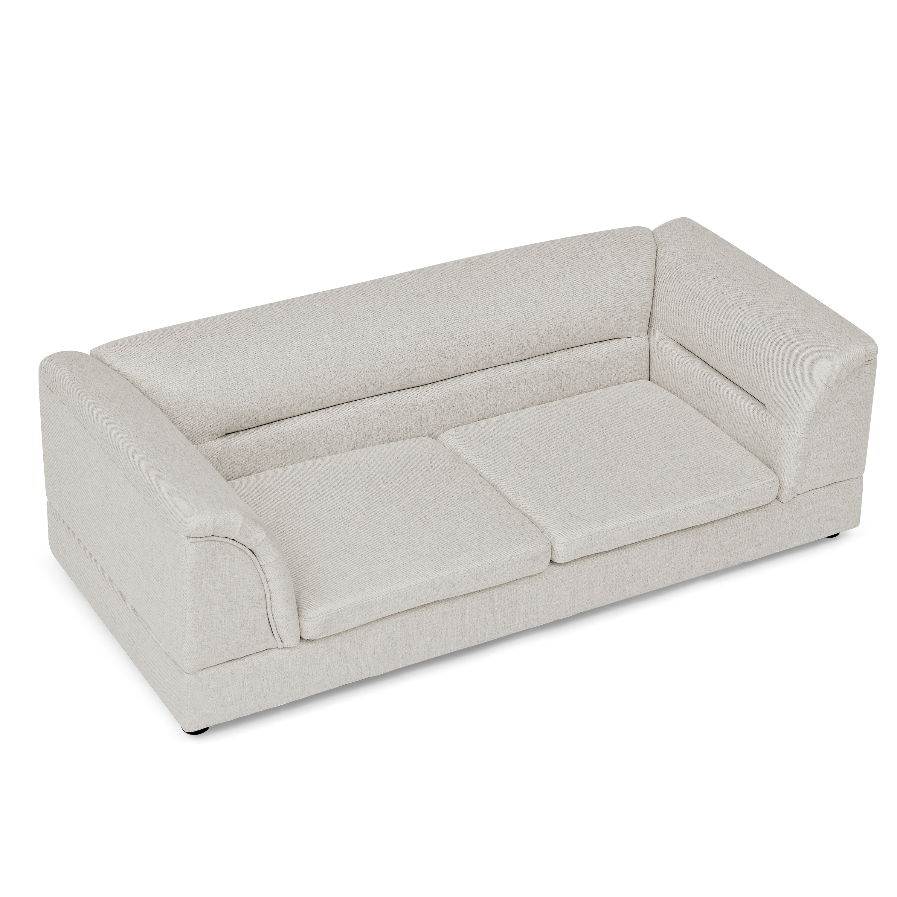 Silla de Comodidad para Mascotas Grande, Sofá Rectangular con Brazo Curvo en Tela de Lino para Perros Grandes - Beige — imagen 12