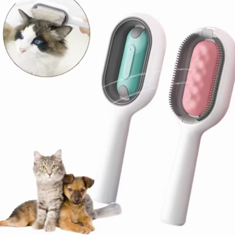 Cepillo de aseo para mascotas, cepillo para gatos de pelo largo, deshilachador de pelo para perros y gatos, con frotador de silicona y tanque de agua, accesorios de productos para mascotas — imagen 4