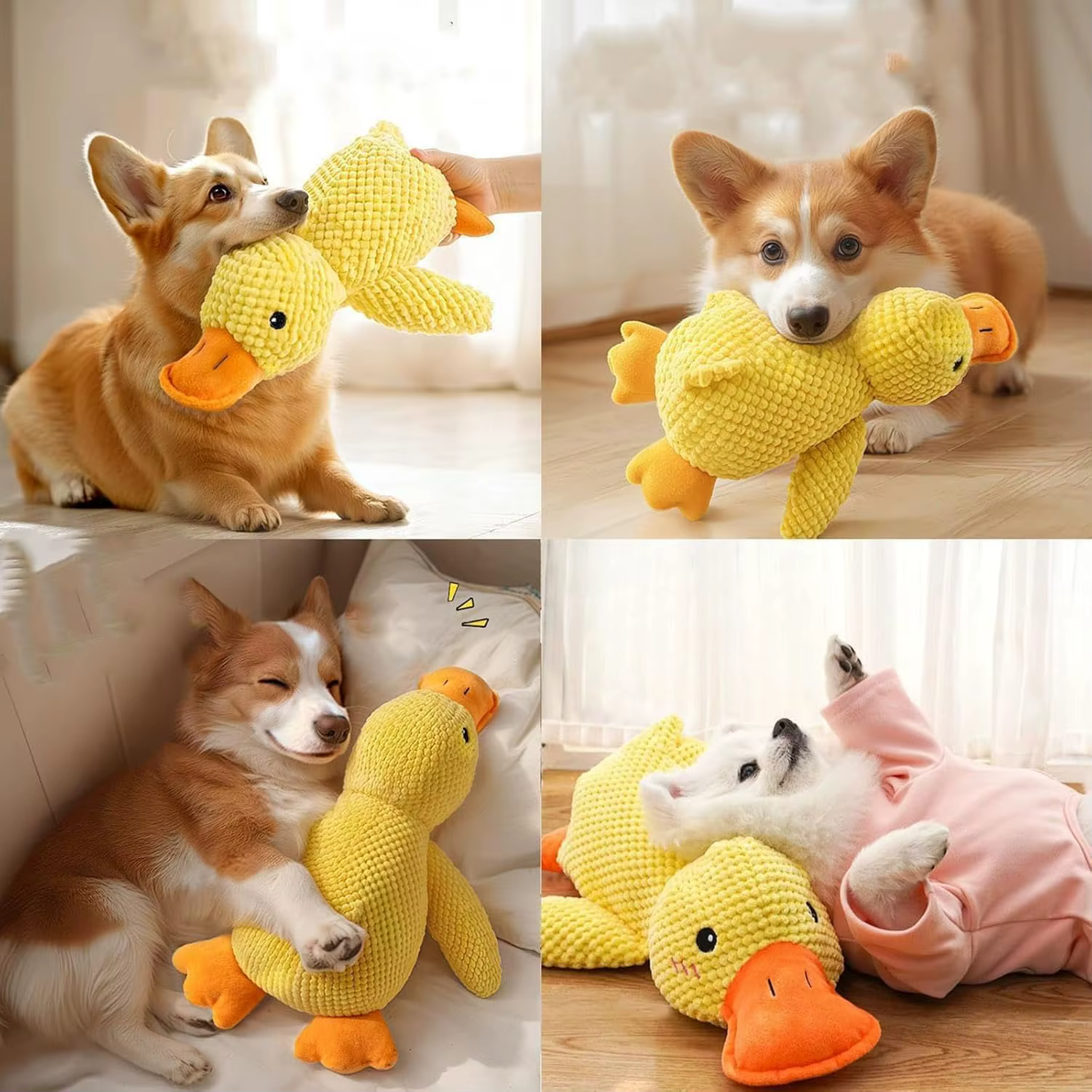 Duck dog toy plush chew resistant durable dog toy with quacking sound teeth grinding relief soft companion for small large dog — image 2