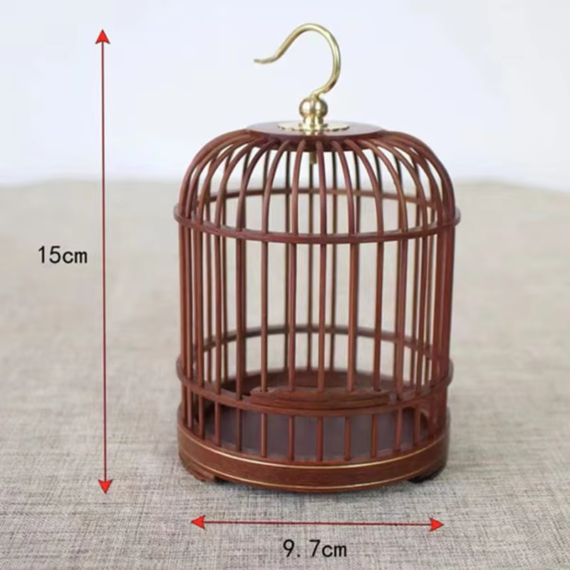 Wood Carved Bird Cage Small Animal Bug Cricket Pet Home Insect Storage Basket Grasshopper Feeding Container Cockroach Cage Baske — image 4