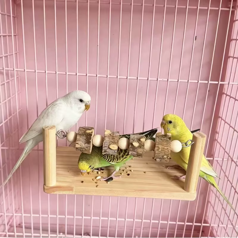 Natural Wood Pet Parrot Toy Bird Swing Exercise Climbing Standing Wooden Toys Pet Parrot Macaw Hammock Bird Toy — image 6