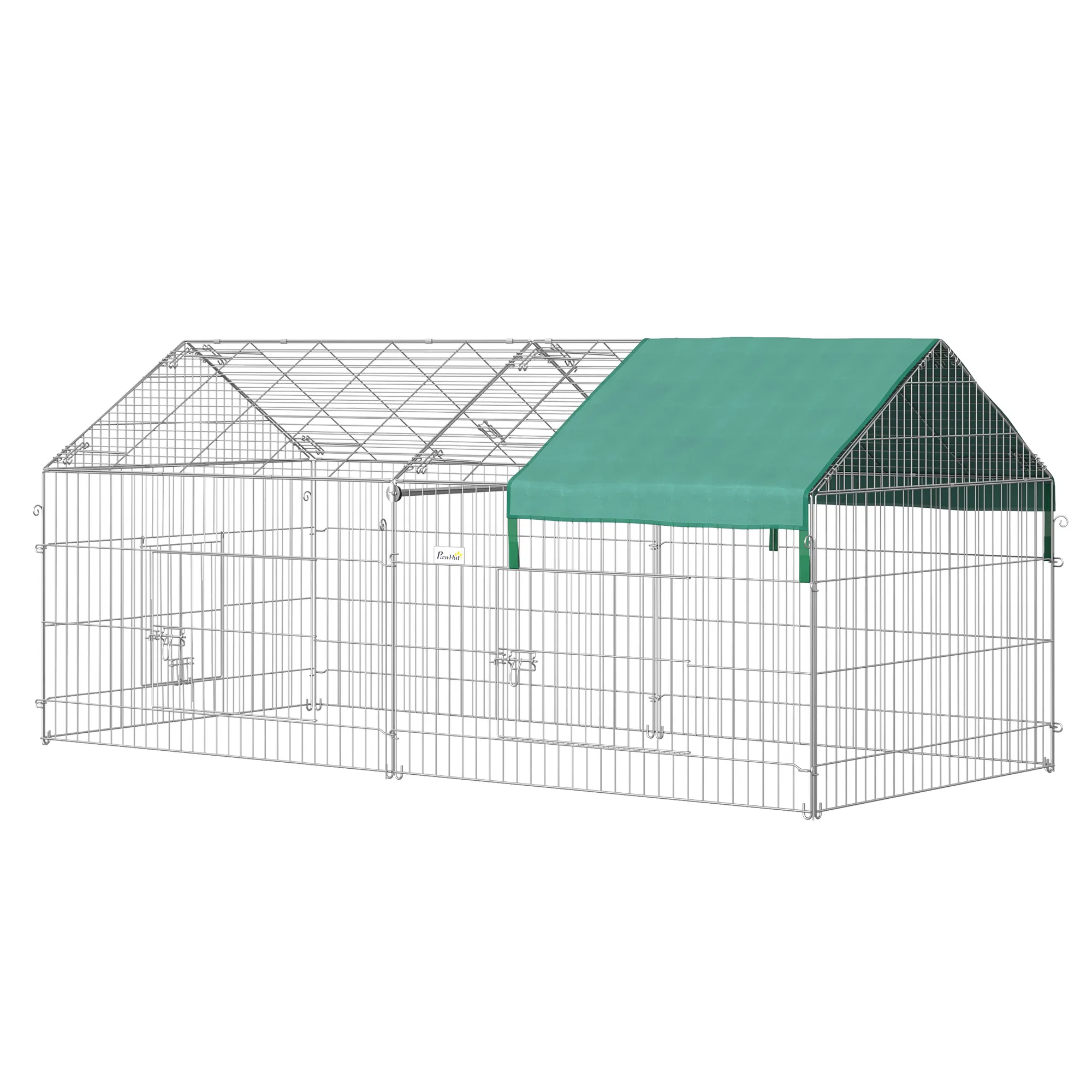 87x41x41-IN Catio Rabbit Guinea Pig Cage Chicken Coop Run, Small Animal Enclousure Outdoor Indoor with Cover and Multiple Doors, Green — image 1