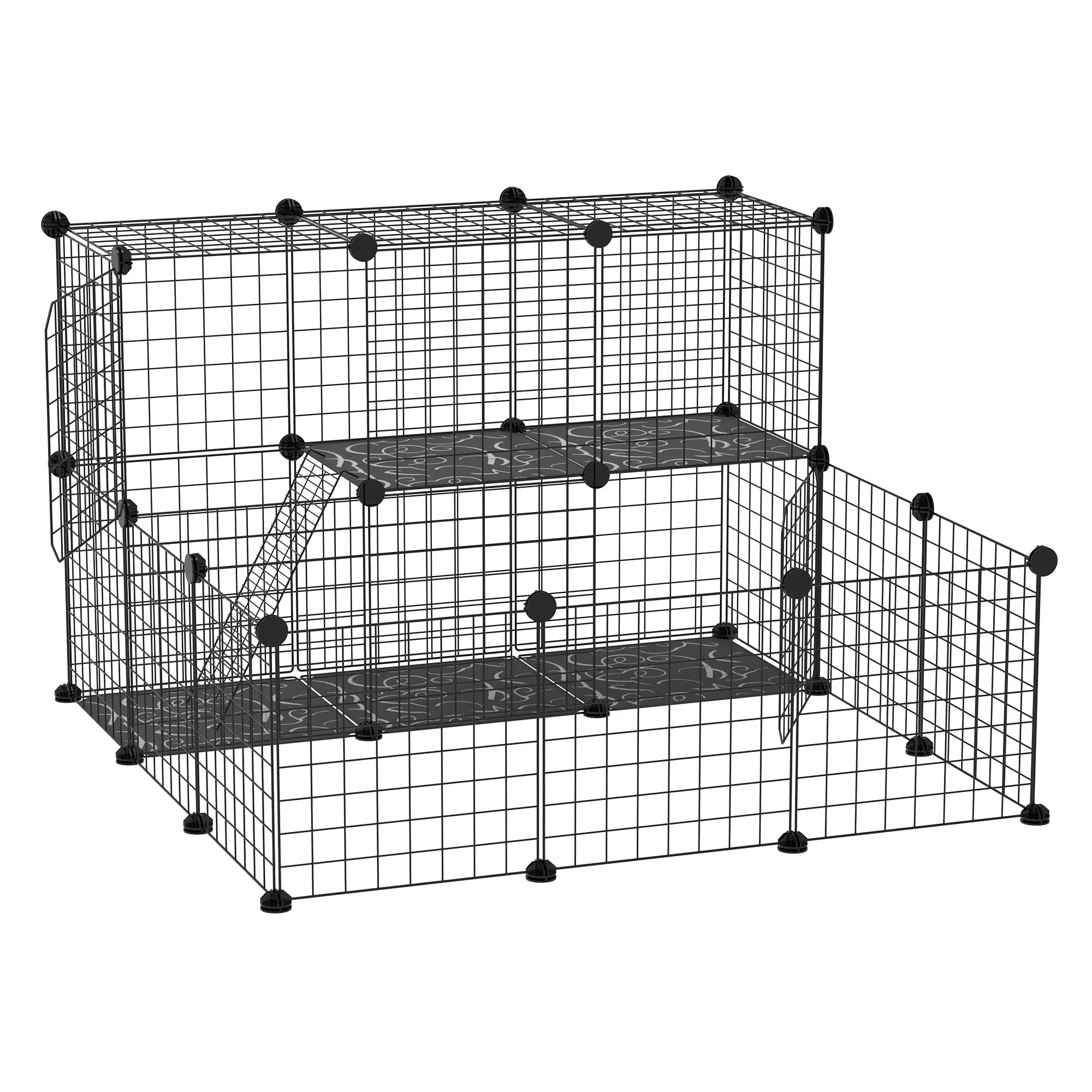 Small Animal Cage Rabbit Cage with Door, Guinea Pig Playpen, Small Animal Fence for Bunny, Chinchilla, Freret, Indoor and Outdoor Use, Total 31 Panels, 41.3" x 41.3" x 27.6" — image 1