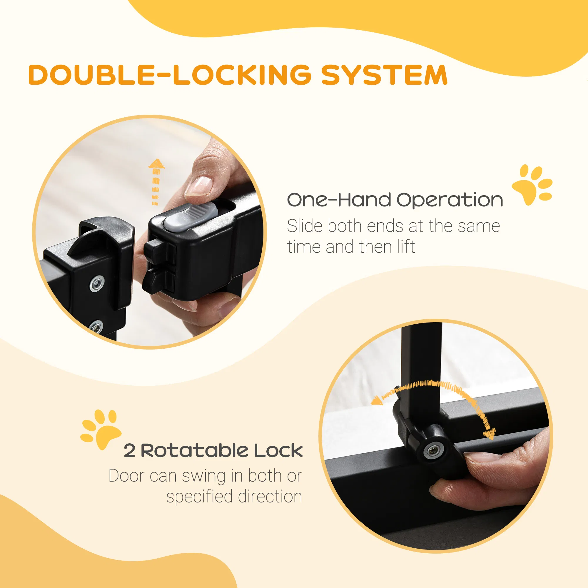 Extra Tall Dog Gate with Door, Pressure Fit, Auto Close, Double Locking for Doorways Hallways Stairs, 29"-32", Black — image 6