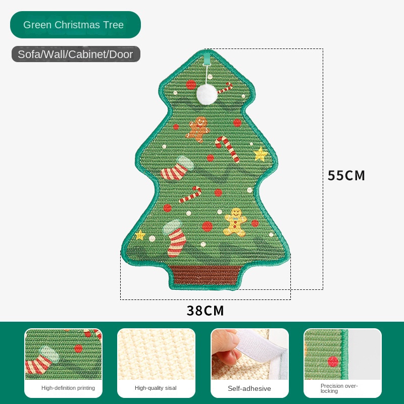 Gato de Navidad y Halloween con Árbol de Pascua Cartoñizo Tablero de Rasguño Duradero Fijo para Pared Sisal Rasgador para Gatos — imagen 6