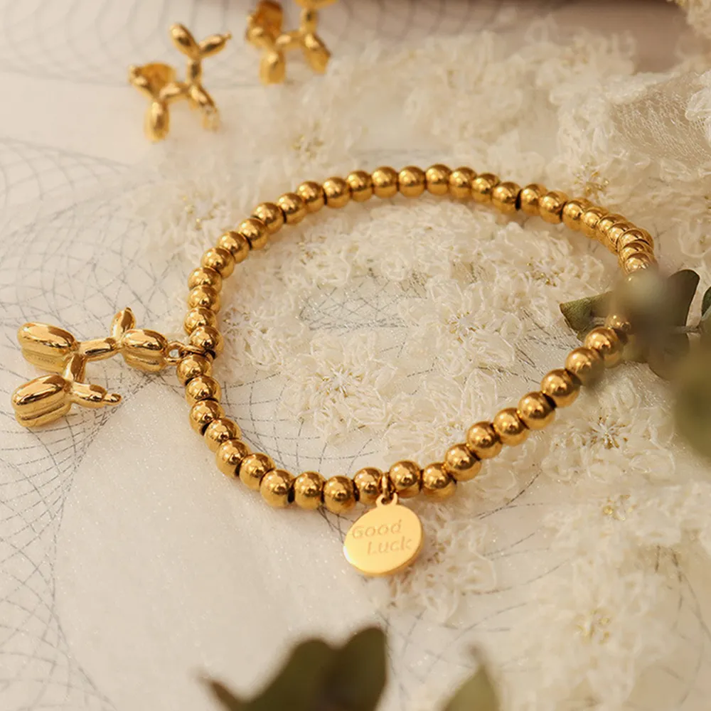 18K Gold-Plated Titanium Steel Puppy Shape Charm Bracelet — image 4