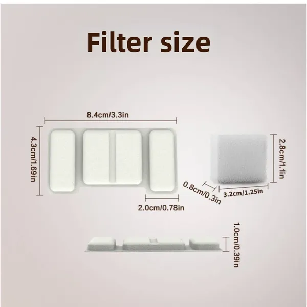 Filtros de 8 piezas para fuentes de agua para mascotas de acero inoxidable | Filtros de reemplazo de 8 piezas para fuentes de agua para mascotas con 4 filtros de esponja para fuentes de agua de acero inoxidable para gatos y perros — imagen 4