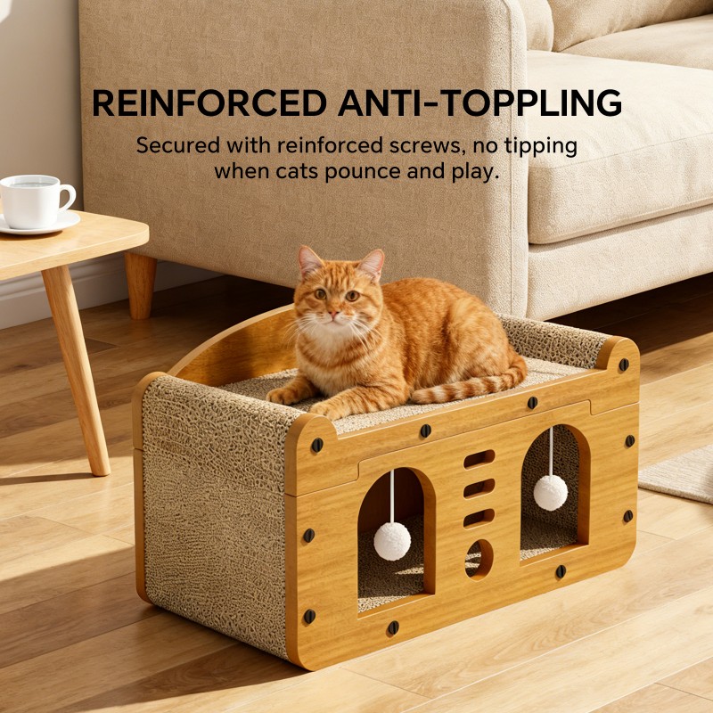 Silla de Rasguñar para Gatos con Puertas Dobles, 56 cm Grande, Con 2 Pelotas de Atraque, Para Hogares con Múltiples Gatos o Grandes Espacios — imagen 5