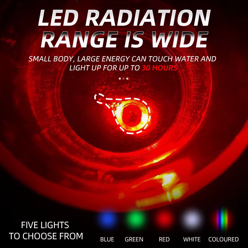 ShareShark 10pcs Mini Led Luz Subacuática Forma Ojo de Calamar Látigo de Pescar con Iluminación para Atraer Peces — imagen 2