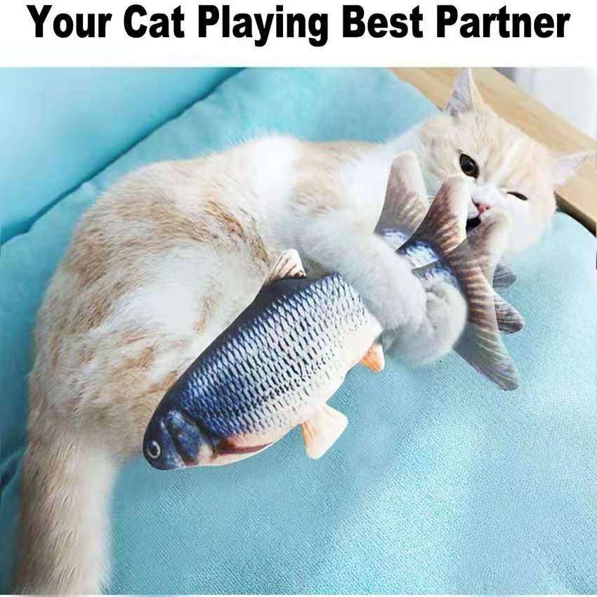 Cat USB Charger Toy Fish Interactive Electric floppy Fish Cat toy Realistic Pet Cats Chew Bite Toys Pet Supplies Cats dog toy — image 3