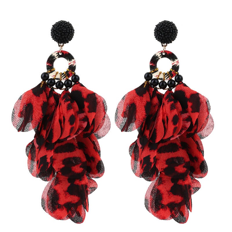 Pendientes de flecos con estampado de leopardo, modernos y exagerados — imagen 1