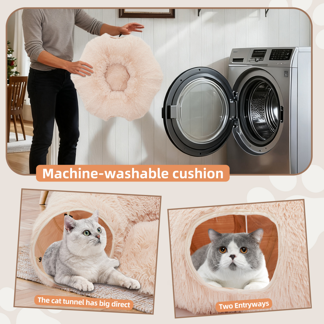 Túnel para Gatos con Caja de Descanso, Túnel en forma de Donut con Escondite Plush para Gatos y Kitten — imagen 18