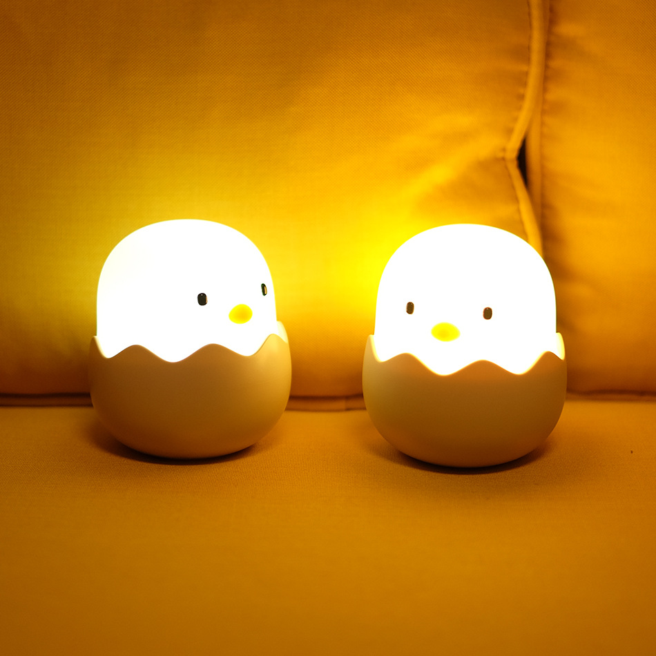 Eggshell Chicken Emotional Silicone Night Light LED Charging Intelligent Induction Children's Bedside Lamp Eggshell Small Table Lamp — image 4