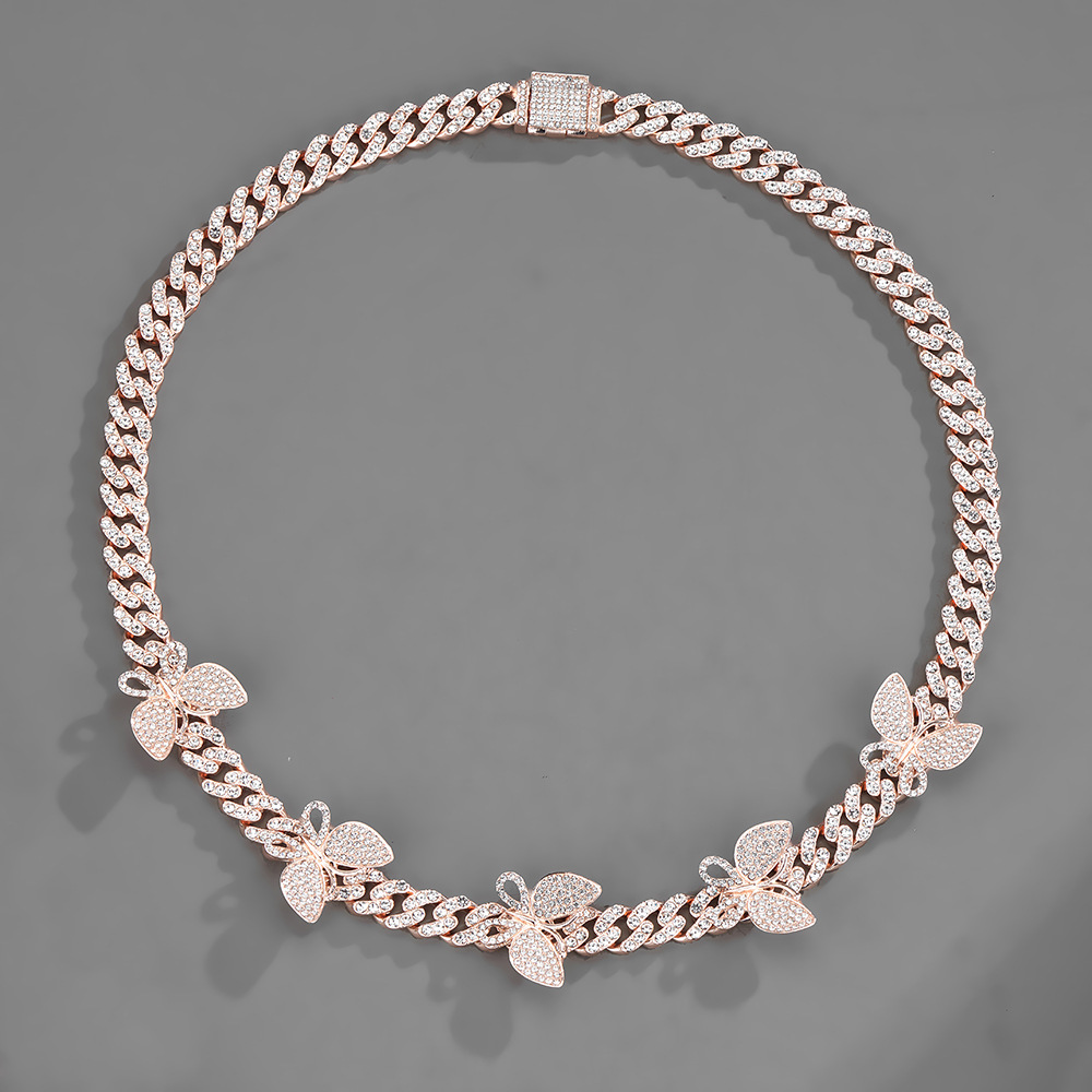 Accesorios para Mariposas Cadena Cubana 15mm Geométrico Collar de Cuello Pulsera Joyería — imagen 4