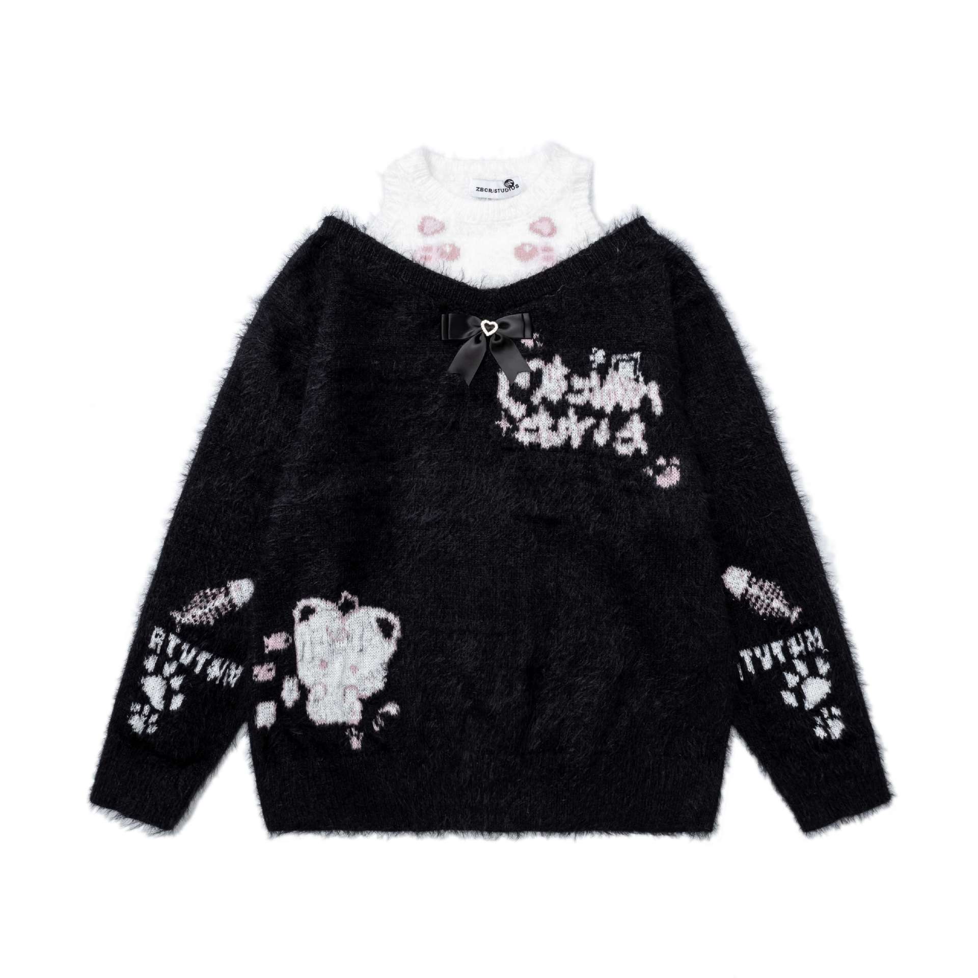 Off shoulder cat butterfly sweater — image 1