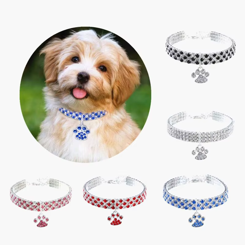 Collar de Pata con Brillo para Perros Azul/Rojo/Rosa Ajustable Accesorio de Joyería — imagen 1