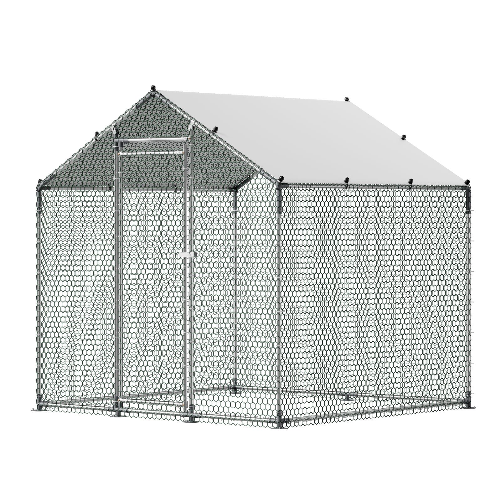 Cubo de Gallinas Metálico Grande 6.56x6.56x6.56 pies con Techo y Puerta de Acceso Segura para Pollos, Pájaros y Conejos en Patio, Granja o Jardín — imagen 1