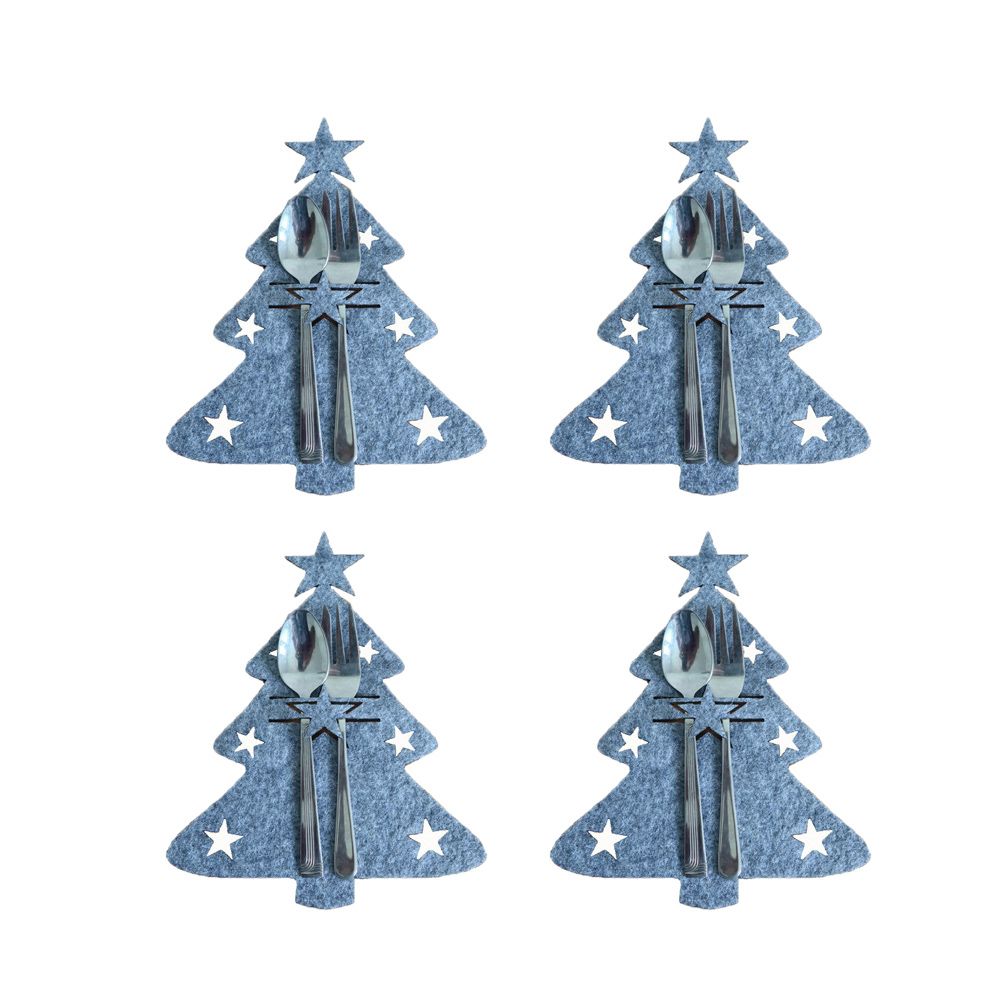 4PCS Christmas Knife and Fork Holder Elk Xmas Tree Pocket Cutlery Bag Non-woven fabric Tableware Organizer Table Decor Tools — image 8