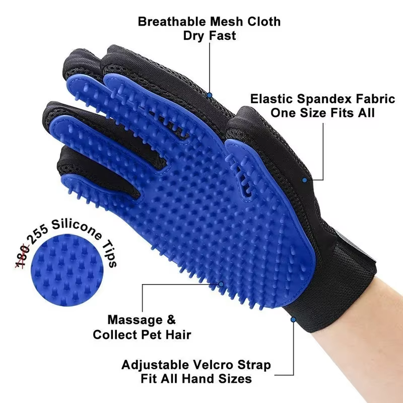 1/10 PCS Pet Silicone Grooming Gloves Effective Hair Remover Comb for Cats Dogs Bath Cleaning and Daily Shedding Control At Home — image 4