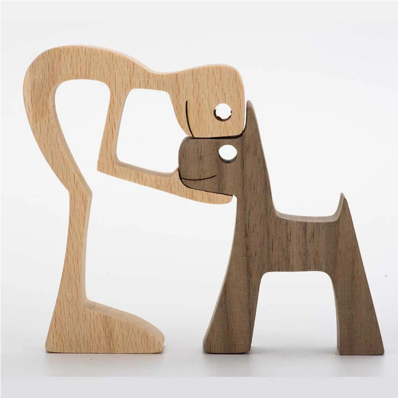 Escultura de Madera para Decoración de Hogar con Perro y Dueño - Regalo de Navidad para Amantes de los Animales — imagen 11