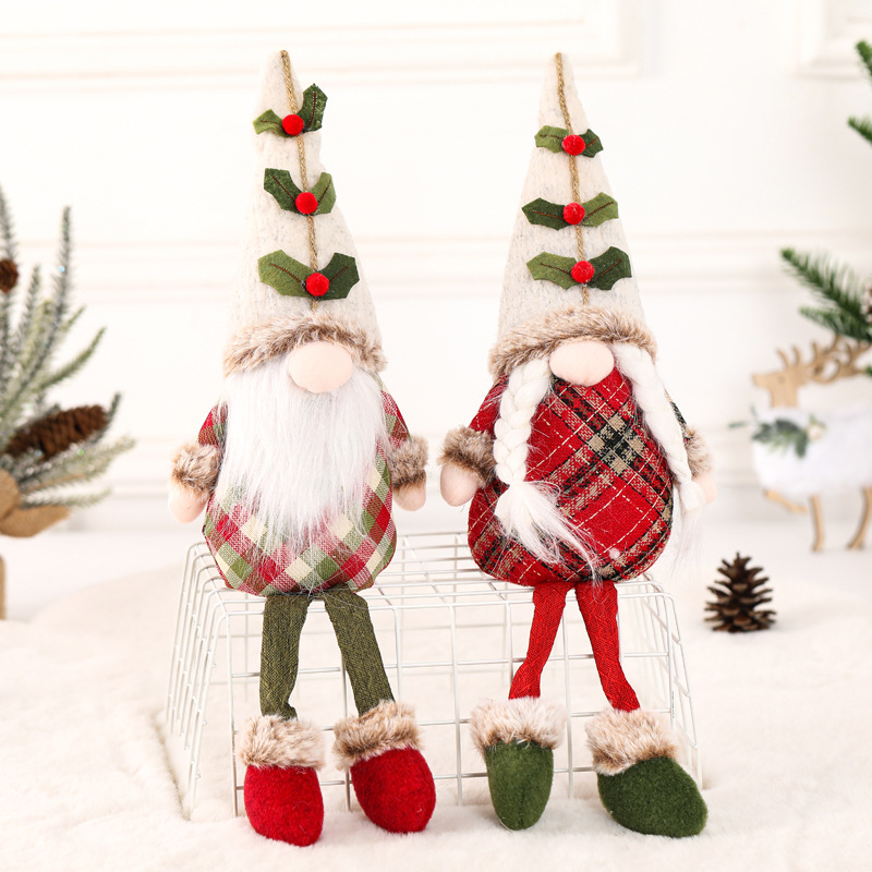 Christmas Reindeer Decorative Plush Doll with Hat, Cute Faceless Santa Claus Toy for Home Decoration — image 1