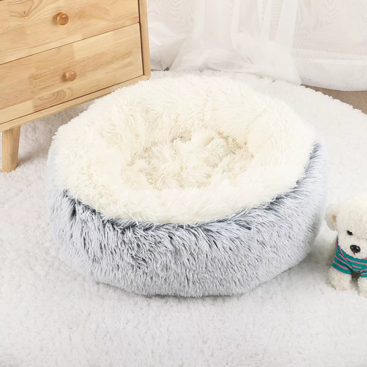 Donut Dog Bed for Large Dogs Plush Beds Pets Round Accessories Small Basket Sofa Baskets Pet Big Cushion Supplies Puppy Mat Cats — image 4