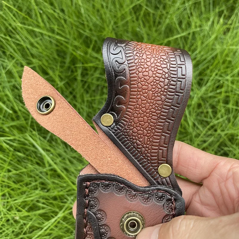 NEW Leather Sheath Belt Knife Sheath with Waist Belt Buckle Pocket Tool Knife Protective Cover (Knife Not Included) — image 3