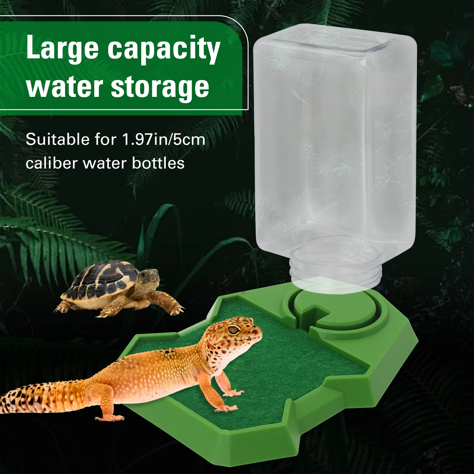 Reptile Automatic Water Drinker Feeder with Absorbent Cotton Drinking Bowl for Pet Lizard Terrariums and Habitats Drink Bottle