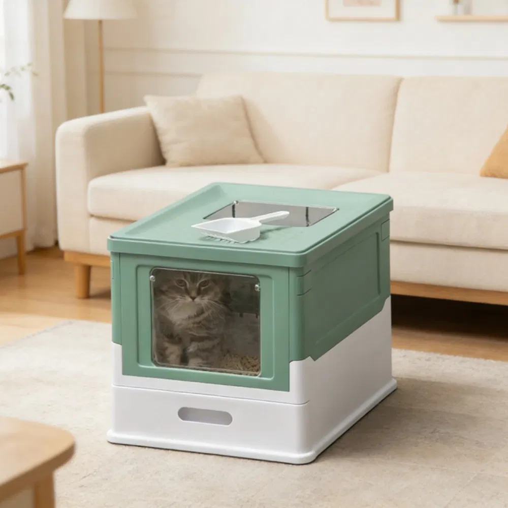 Stainless Steel Enclosed Litter Box for Cats — image 1