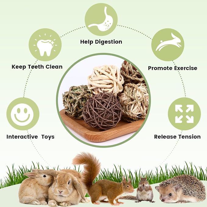 8-Piece Bunny Rabbit Grass Chew Balls, Rolling Natural Chew Toys For Small Animals And Dental Enrichment — image 5