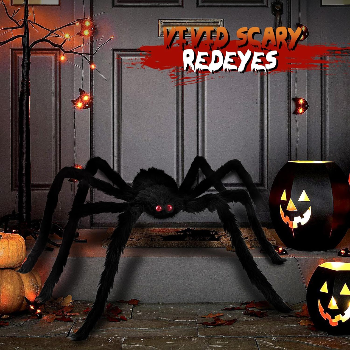 Gigantesco Araña de 6.6 pies Decoración de Halloween Falsa y Peluda para Exterior e Interior Casa Patio Fiesta Hogar Decoración 1 Paquete — imagen 5