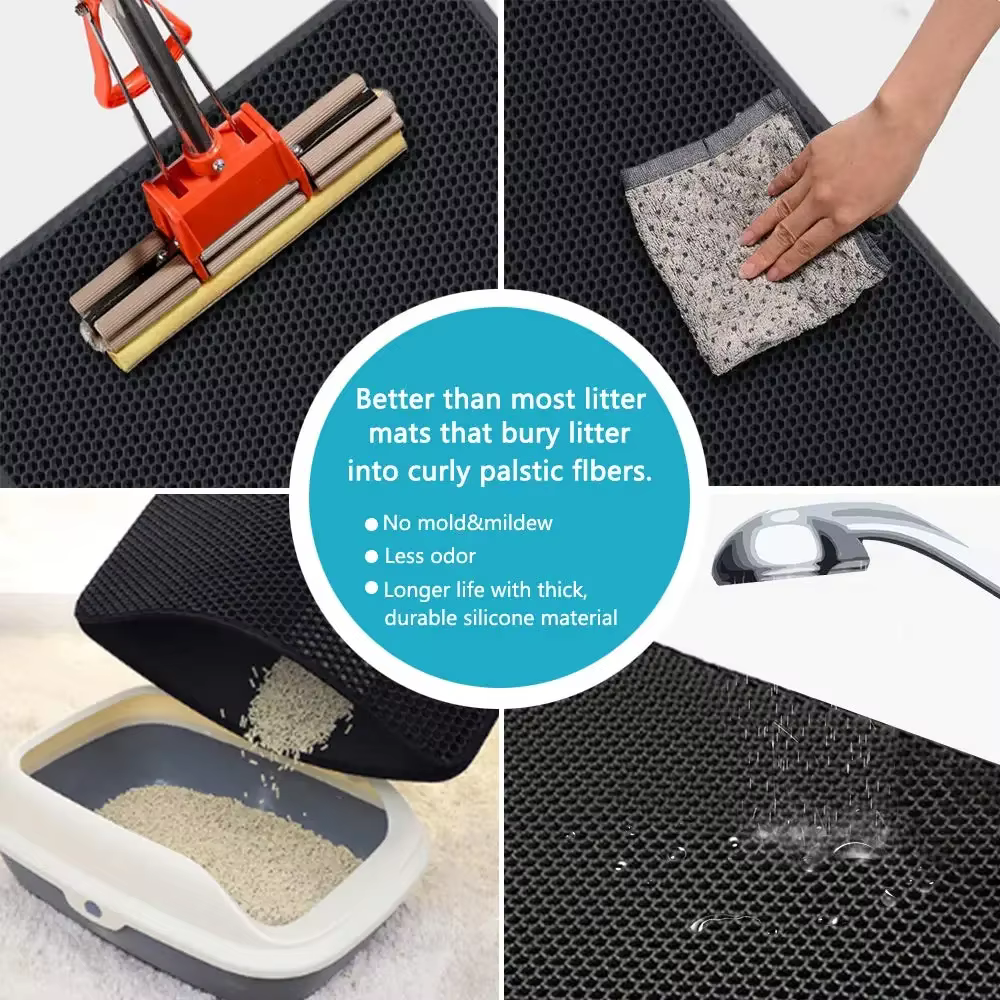 Cat Litter Mat With Gift Double Layer Waterproof Pet Litter Box Mat Non-slip Sand Cat Pad Washable Bed Mat Clean Pad Products — image 3