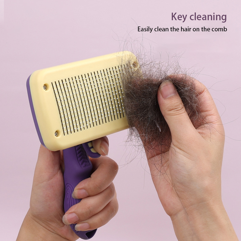 Pet Products Cat Automatic Hair Removal Comb Knot Removal Pet Comb One Button Hair Removal Comb — image 4