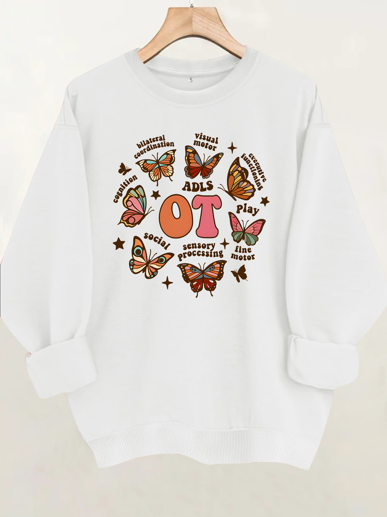 Butterfly print round neck fleece hoodie — image 7