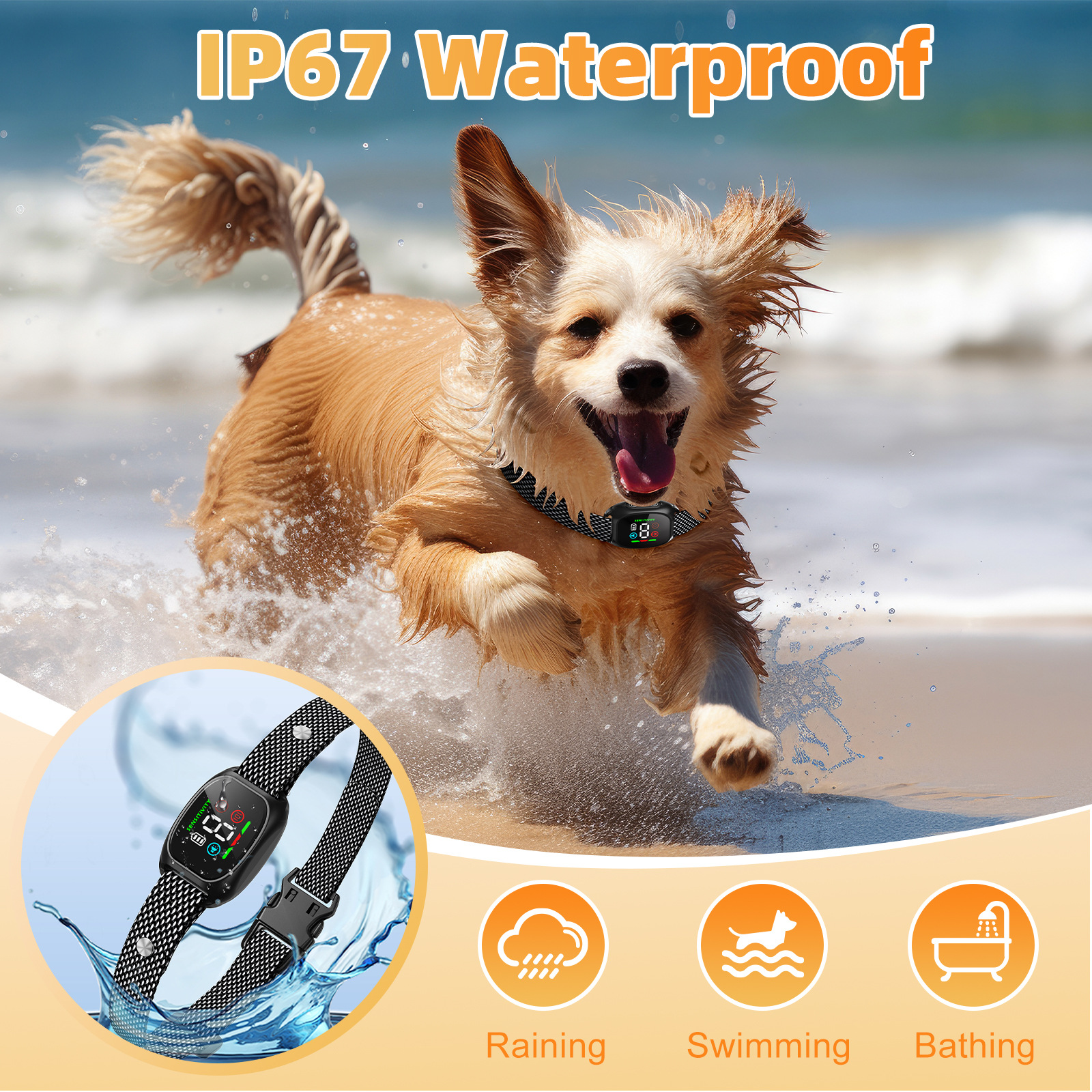Smart Rechargeable Anti Bark Collar for Dog Vibration 4 Modes 8 Sensitivity IP67 Waterproof for Small Medium Dogs — image 5