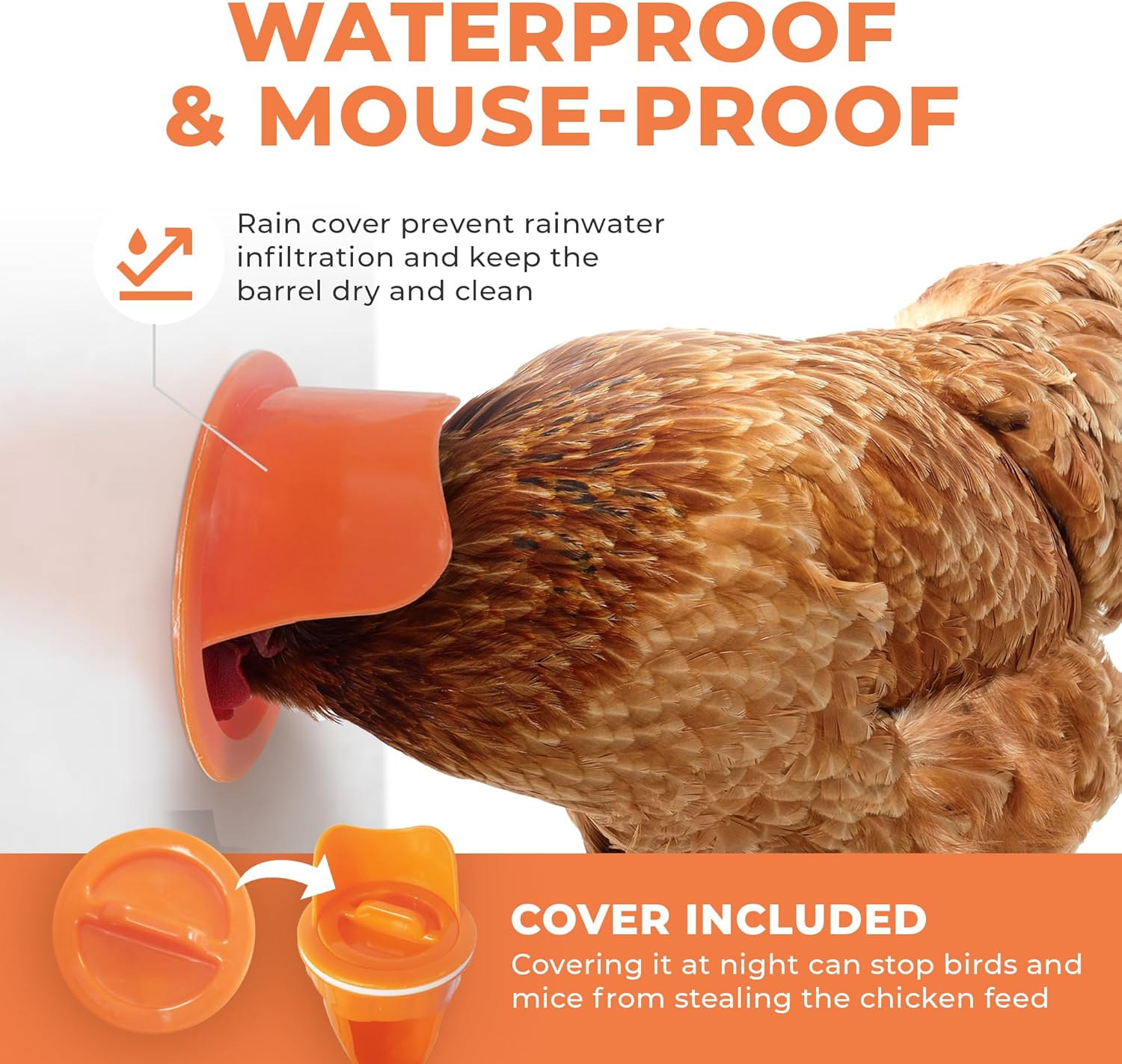 Kit Completo de Alimentadores para Pollos Resistentes a la Lluvia con Sistema de Gravedad - 6 Piezas con Taladro de Hilo para Instalación Fácil — imagen 7