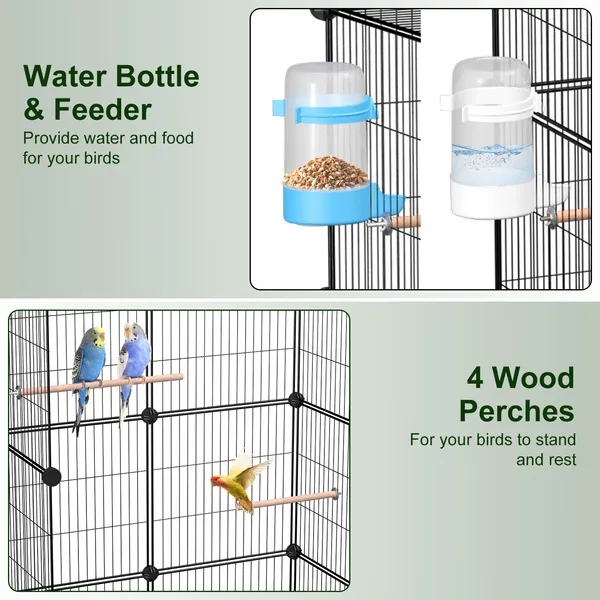 Casa para Pájaros Grande Jaula de Madera con 4 Perchas — imagen 5