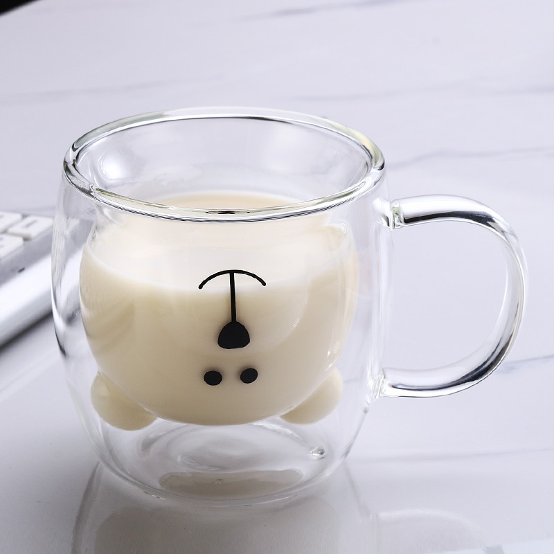 Creative Cute Bear Coffee Mugs Double Glass Cup Animal Double-layer Milk Juice Tea Mug Cup Lady Valentine's Day Christmas Gift — image 9