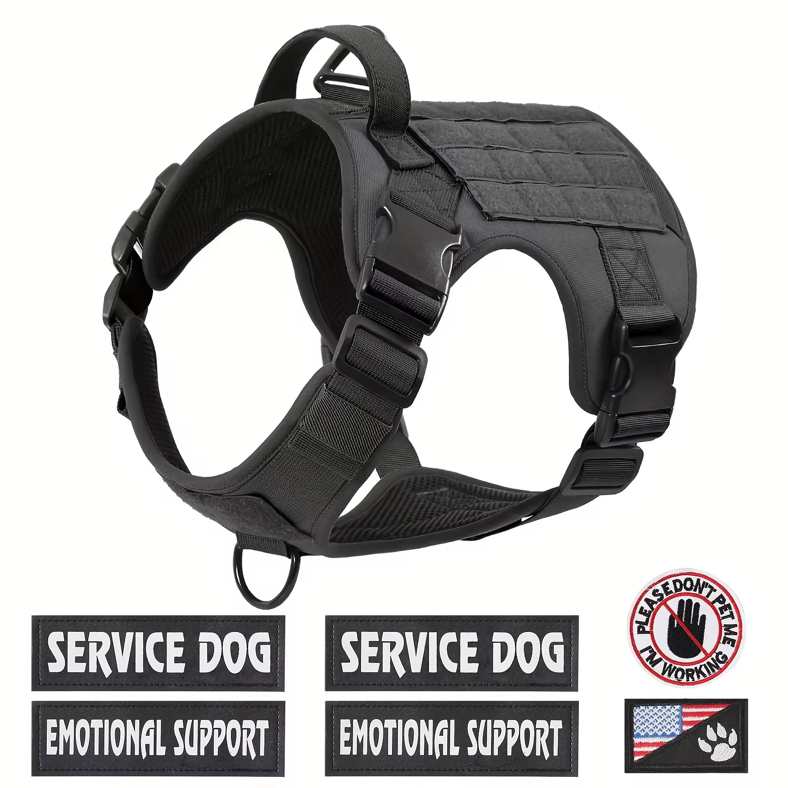 Vestido de Táctico para Perros Servicio - Arnesón Reflejo Ajustable con Corchete Metálico para Caminatas y Entrenamiento — imagen 8