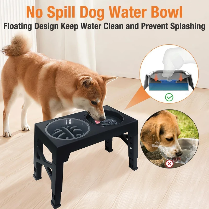 Elevated Dog Feeder with Adjustable Raised Stand, Slow Food Bowl, Water Feeders for Large and Medium Dogs — image 5