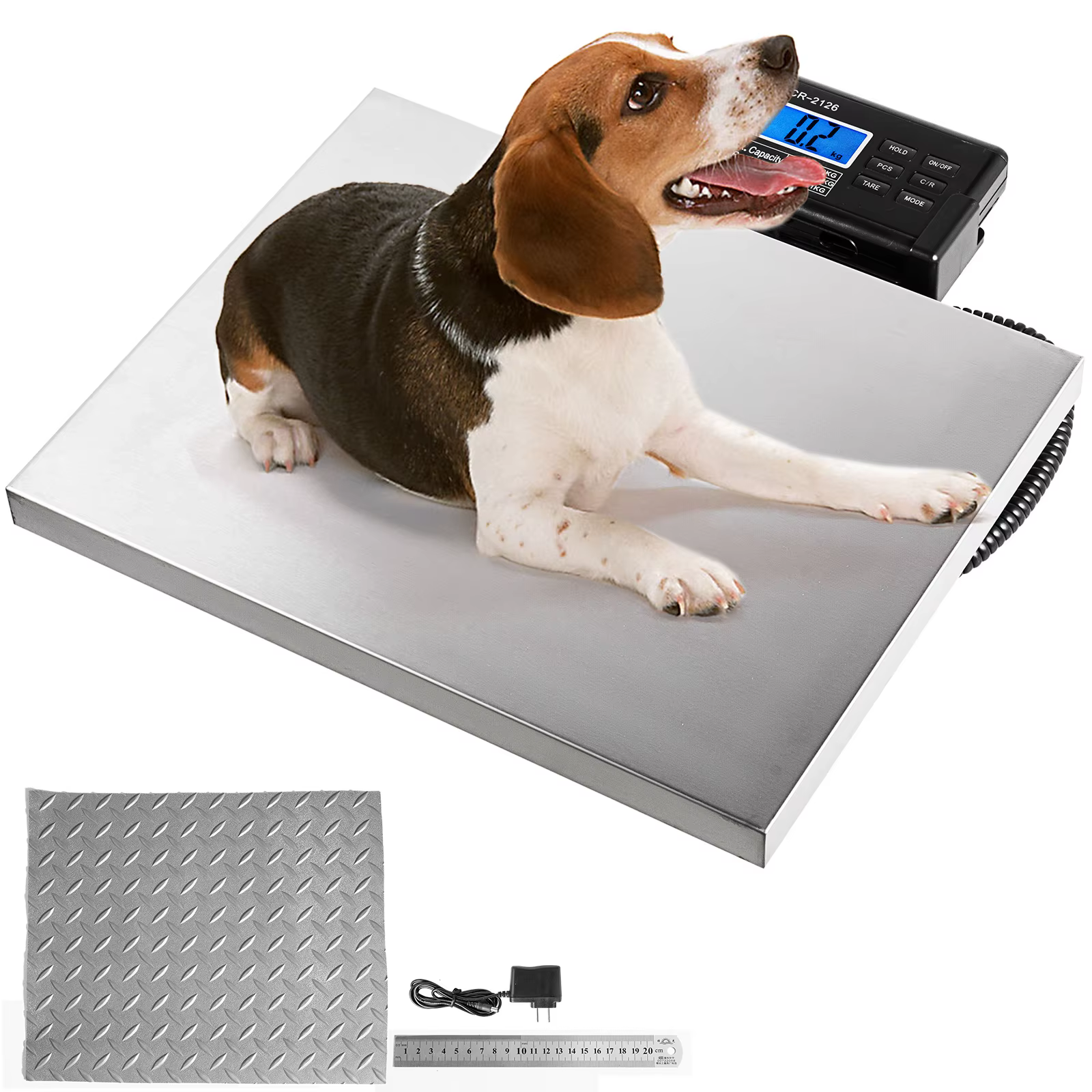 SucceBuy 440/880/1100Lbs Digital Livestock Scale Large Pet Vet Scale Stainless Steel Platform Elect Ronic Postal Shipping Scale