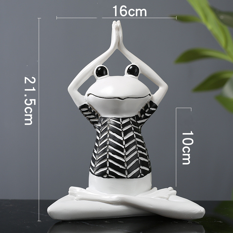 Estatuas de Ranas Yoga Figuras para Meditación y Decoración Ornamentos de Interior de Resina para Salón, Habitación, Oficina, Domicilio — imagen 5