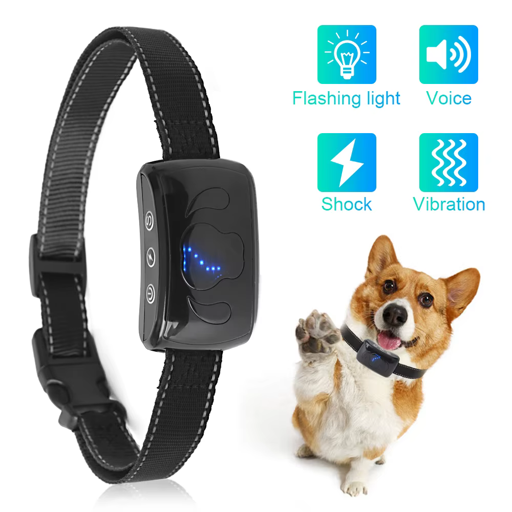 Collar anti ladrido automático de vibración y choque IP67 seguro para perros pequeños y grandes sin ladridos entrenador de collar de perro — imagen 1