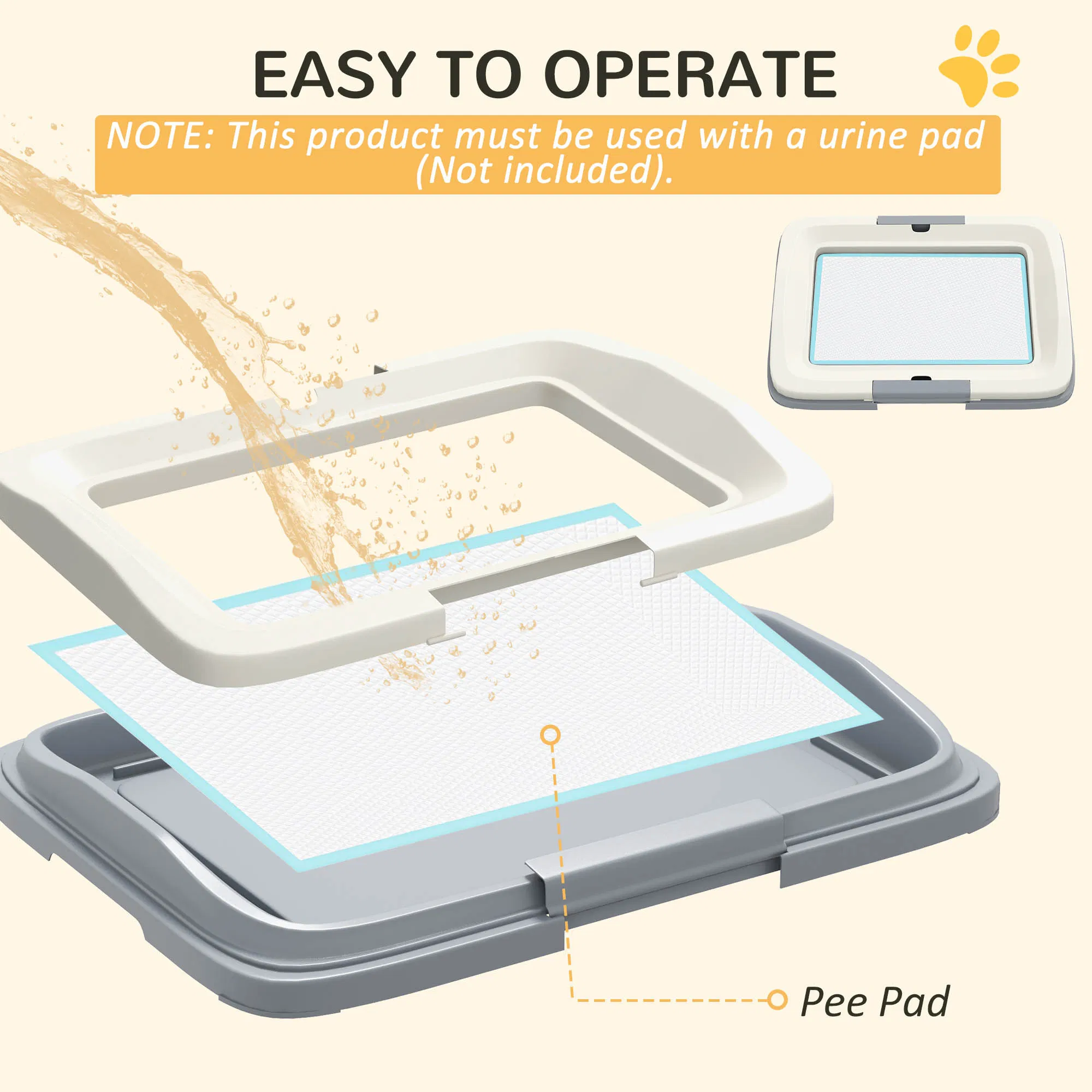 18" x 13" Pee Pad Holder, Dog Potty Tray for Indoor Outdoor, Easy to Clean Dog Training Toilet Pee Pad Tray, Grey — image 6